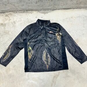 Mossy Oak Camo 1/4 Zip Long Sleeve Pullover Shirt Men's L Polyester